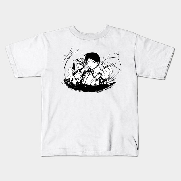 Roy Mustang and Riza Hawkeye FullMetal Alchemist Kids T-Shirt by SirTeealot